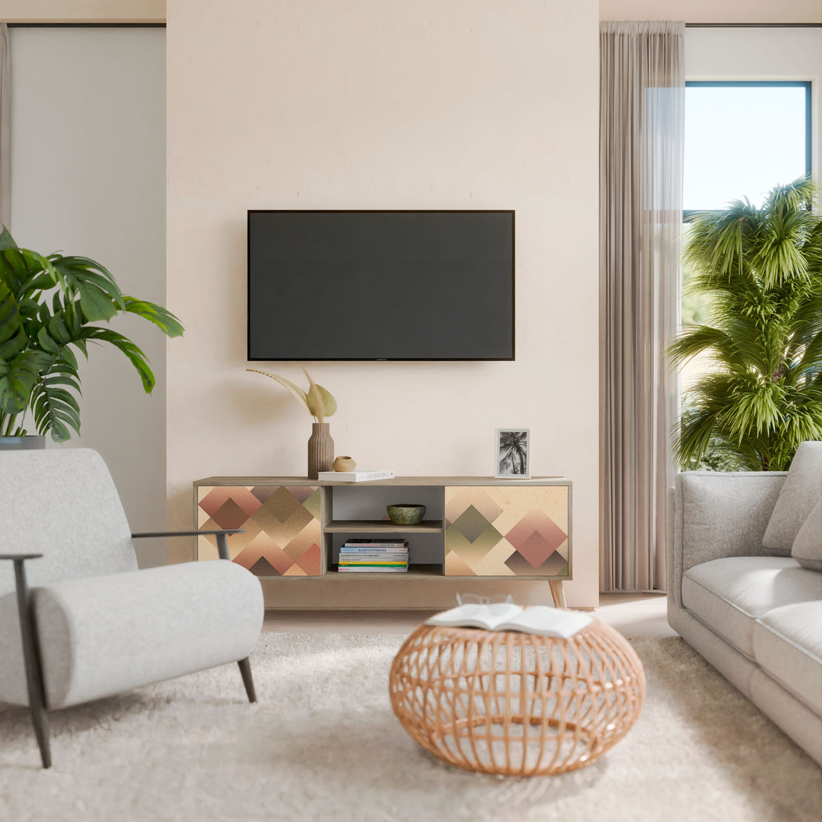 GEOMETRIC FUSION Mueble de TV de 2 Puertas