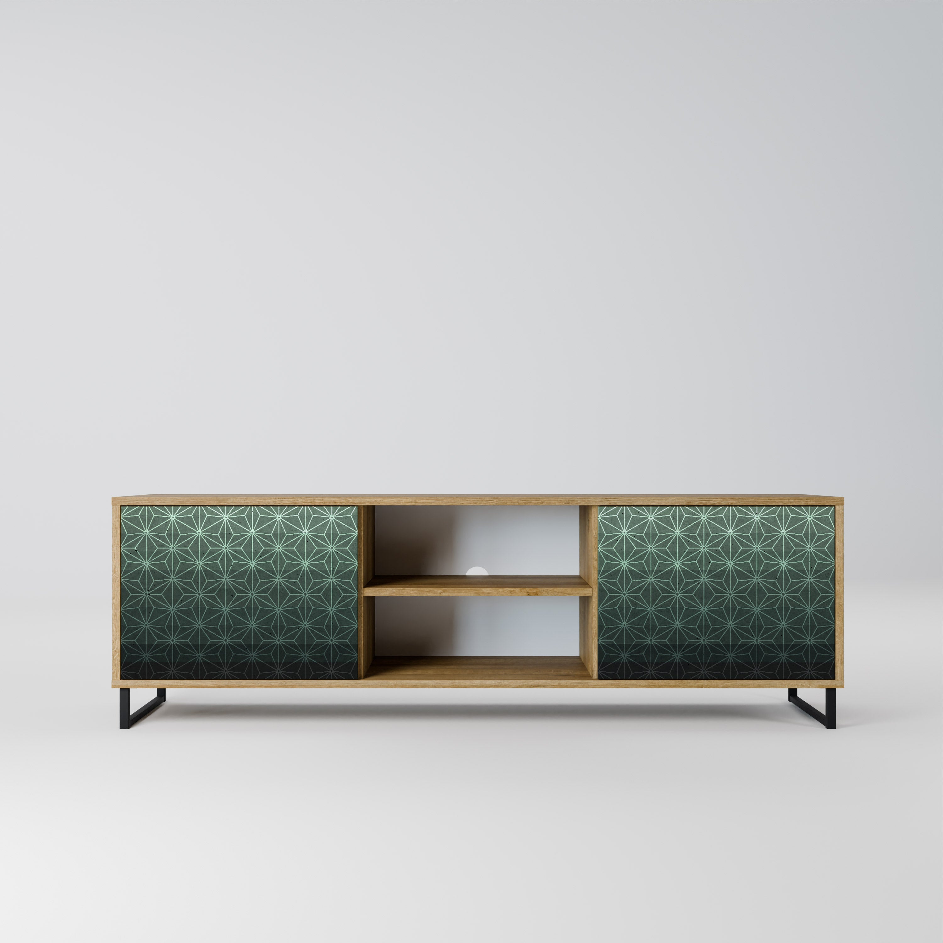 ORNAMENTAL GLIMMER 2-Door TV Stand in Oak Effect