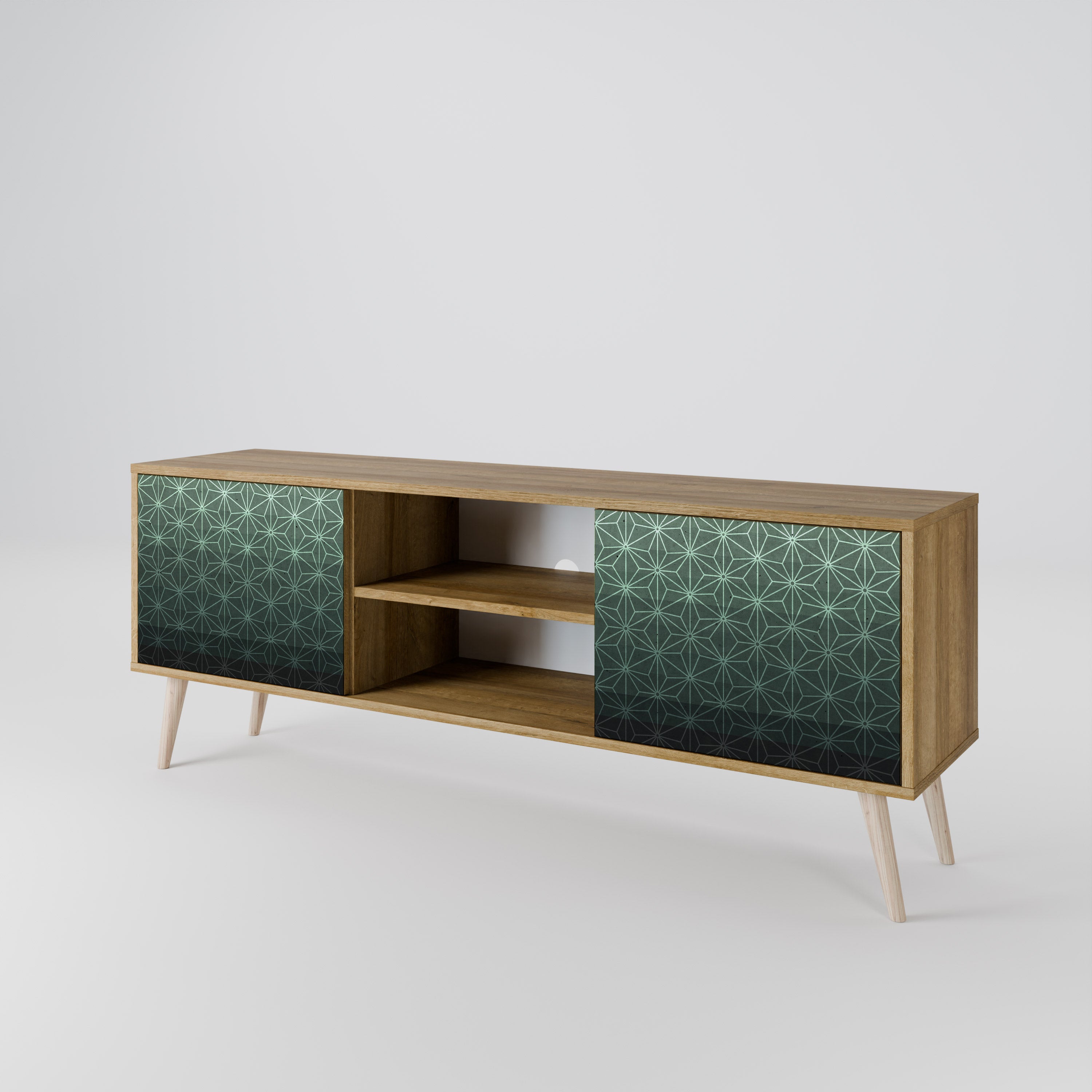 ORNAMENTAL GLIMMER 2-Door TV Stand in Oak Effect