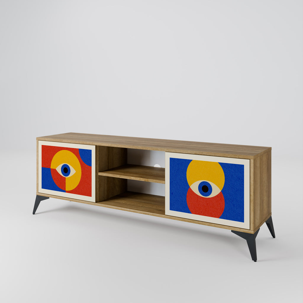 Mueble de TV de 2 puertas GEOMETRIC EYES con efecto roble