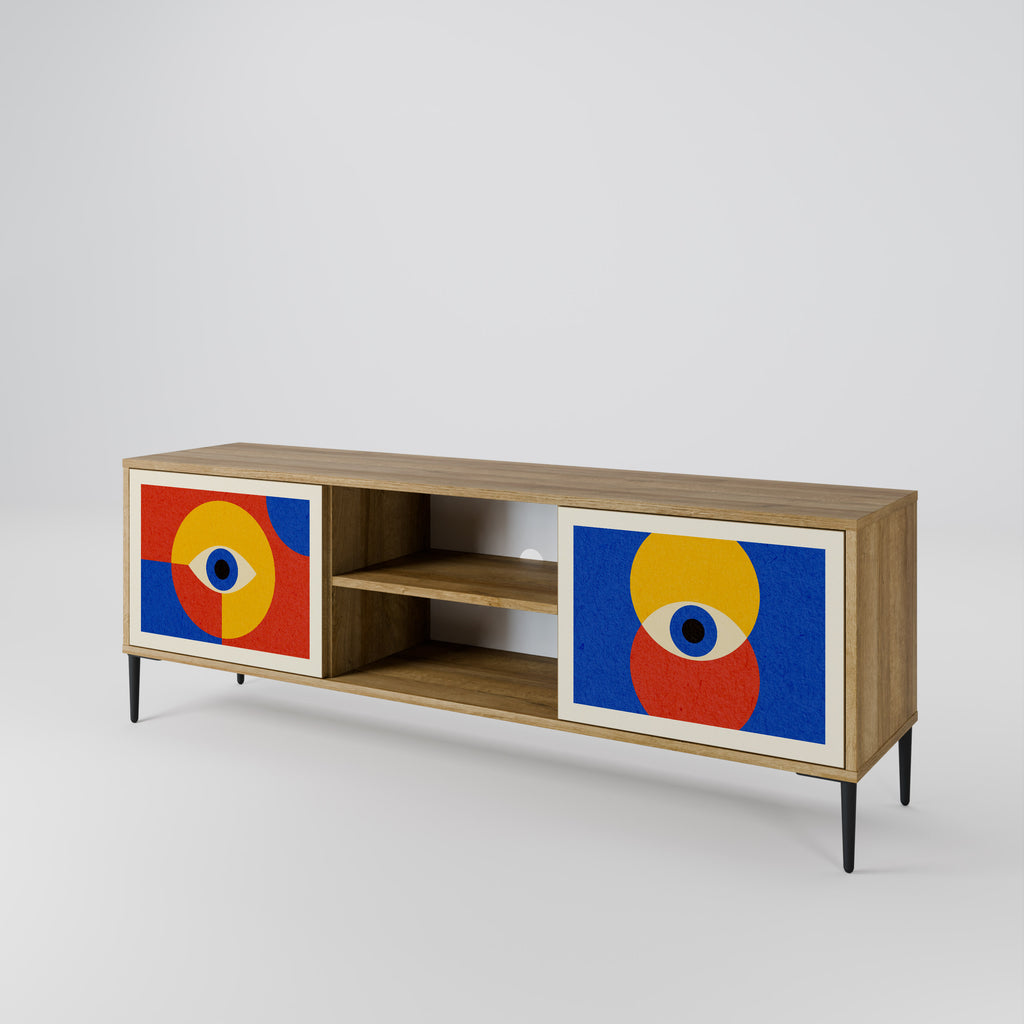 Mueble de TV de 2 puertas GEOMETRIC EYES con efecto roble