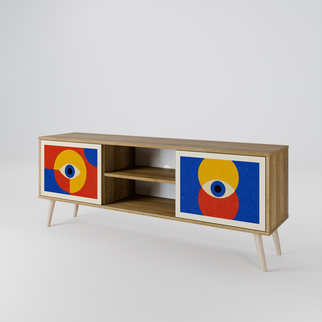 Mueble de TV de 2 puertas GEOMETRIC EYES con efecto roble