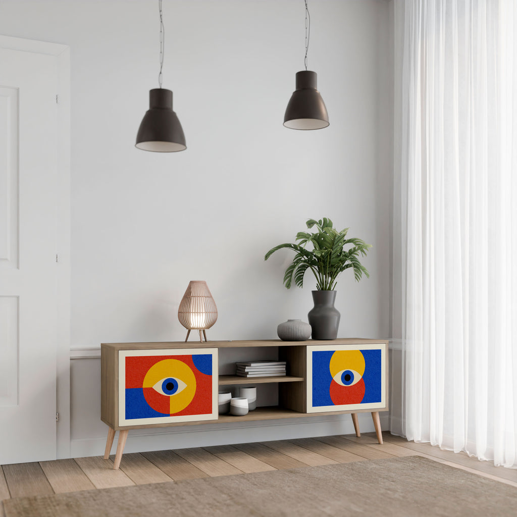 Mueble de TV de 2 puertas GEOMETRIC EYES con efecto roble