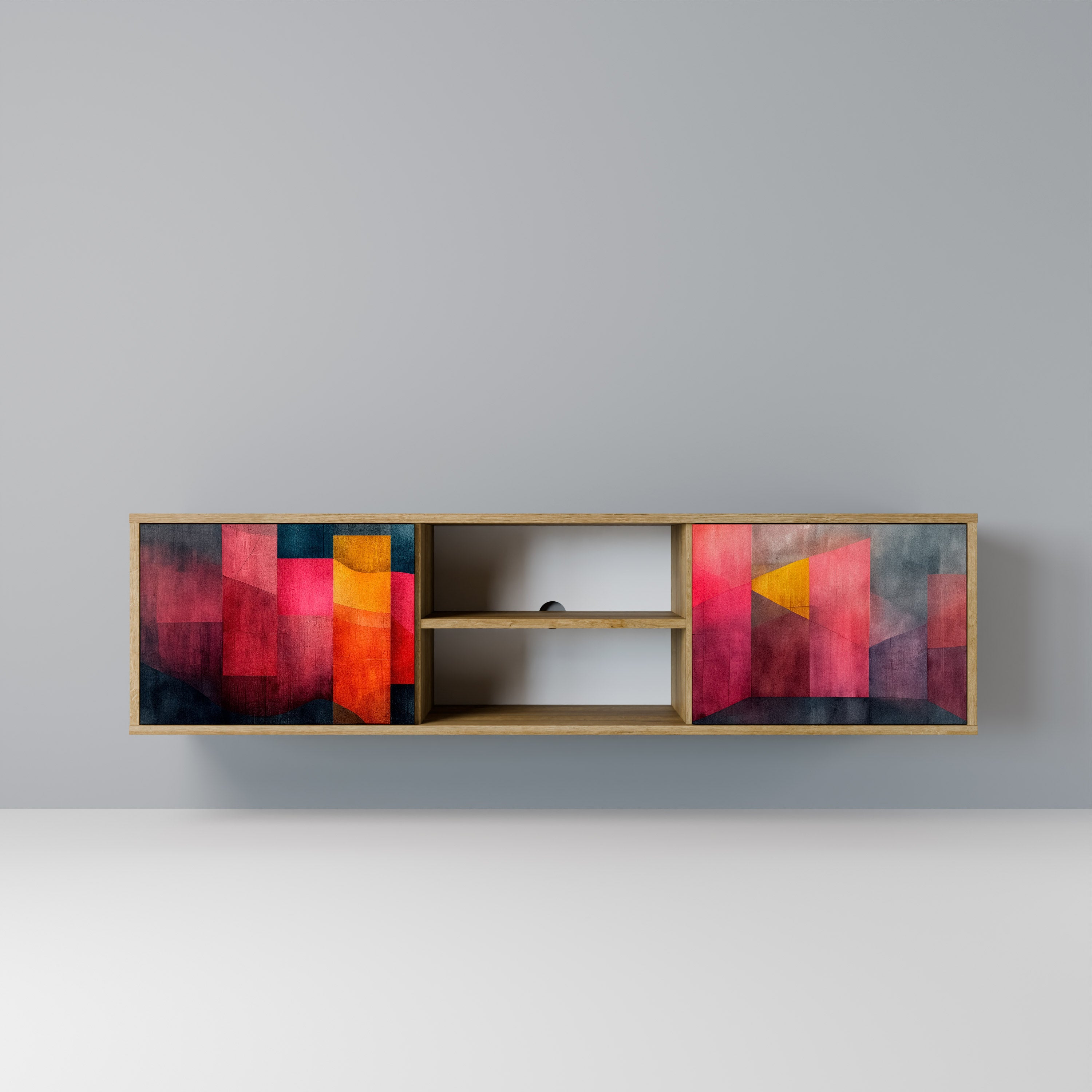 Mueble de TV de 2 puertas COLORFUL SOUNDS con efecto roble