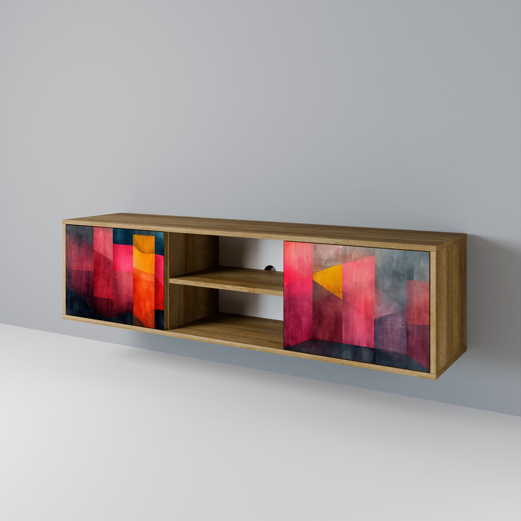 Mueble de TV de 2 puertas COLORFUL SOUNDS con efecto roble