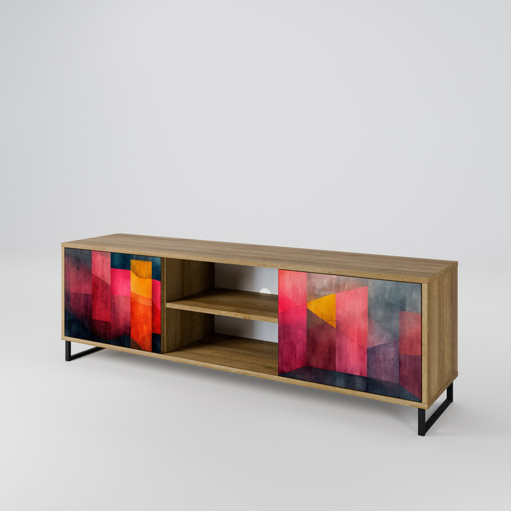 Mueble de TV de 2 puertas COLORFUL SOUNDS con efecto roble
