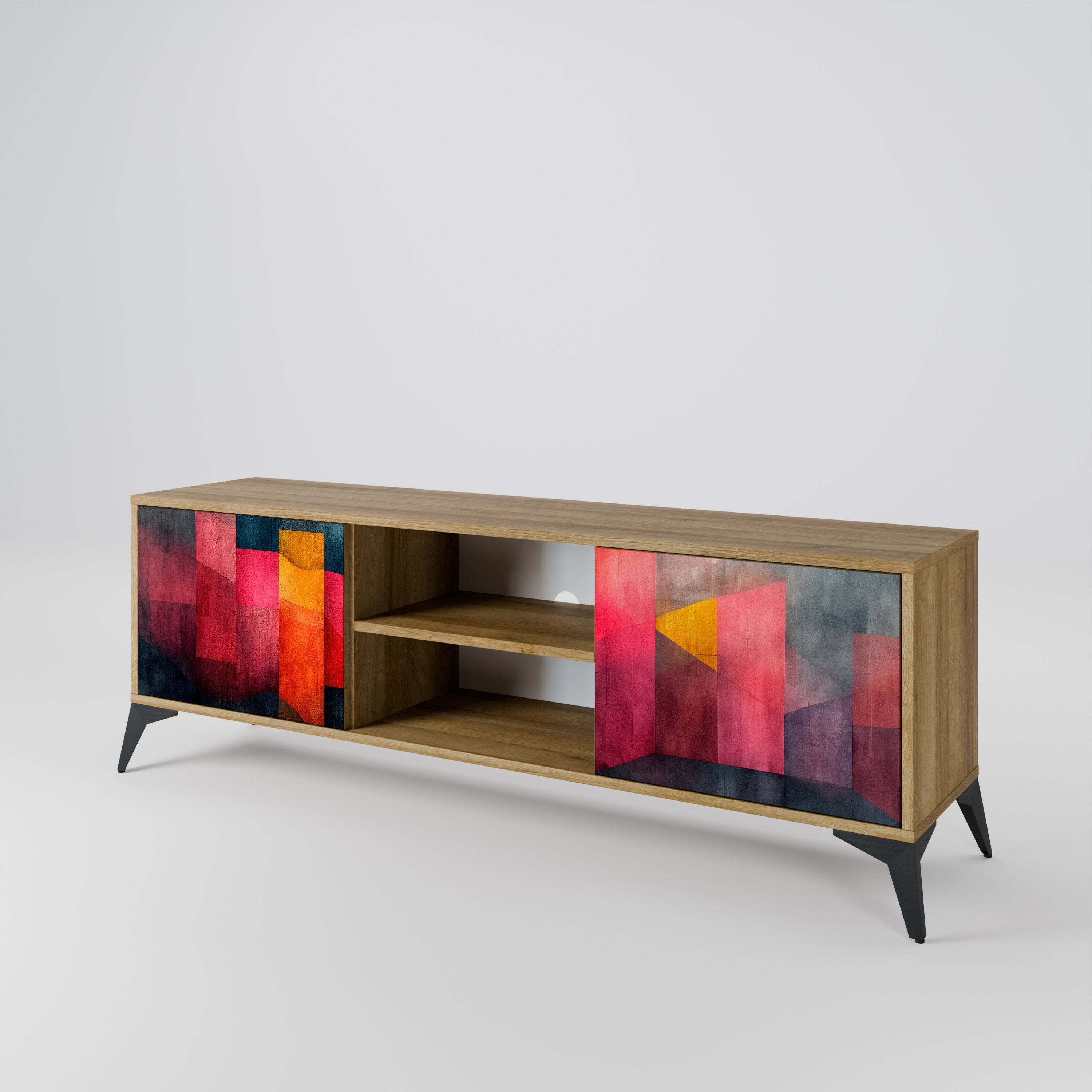 Mueble de TV de 2 puertas COLORFUL SOUNDS con efecto roble