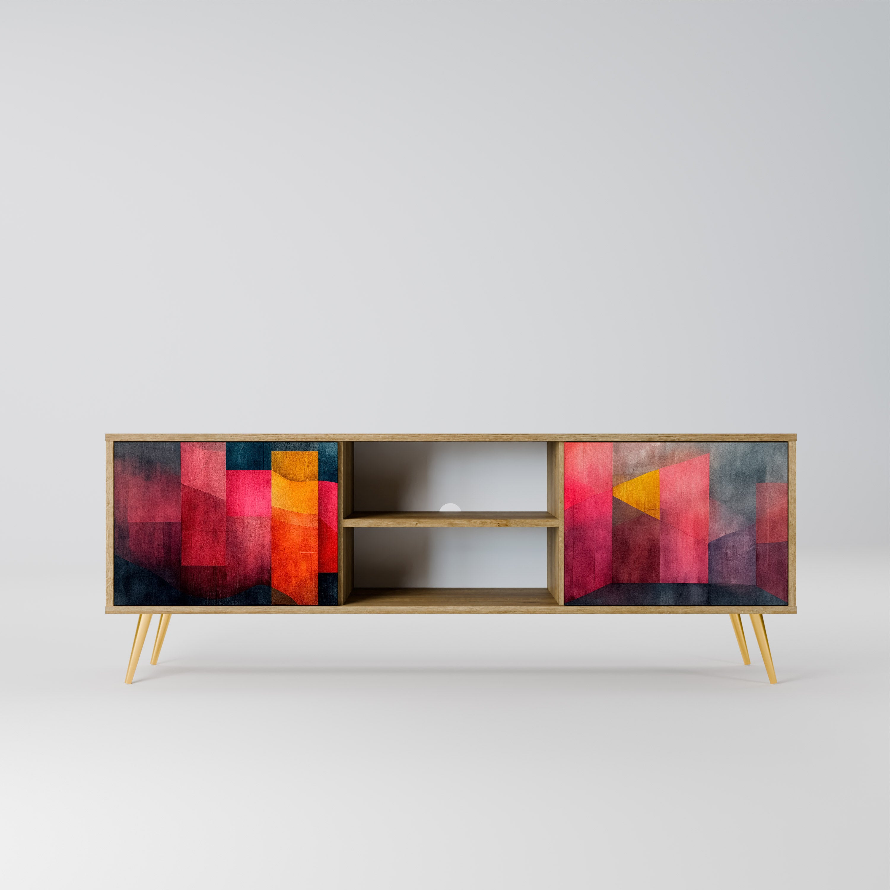 Mueble de TV de 2 puertas COLORFUL SOUNDS con efecto roble