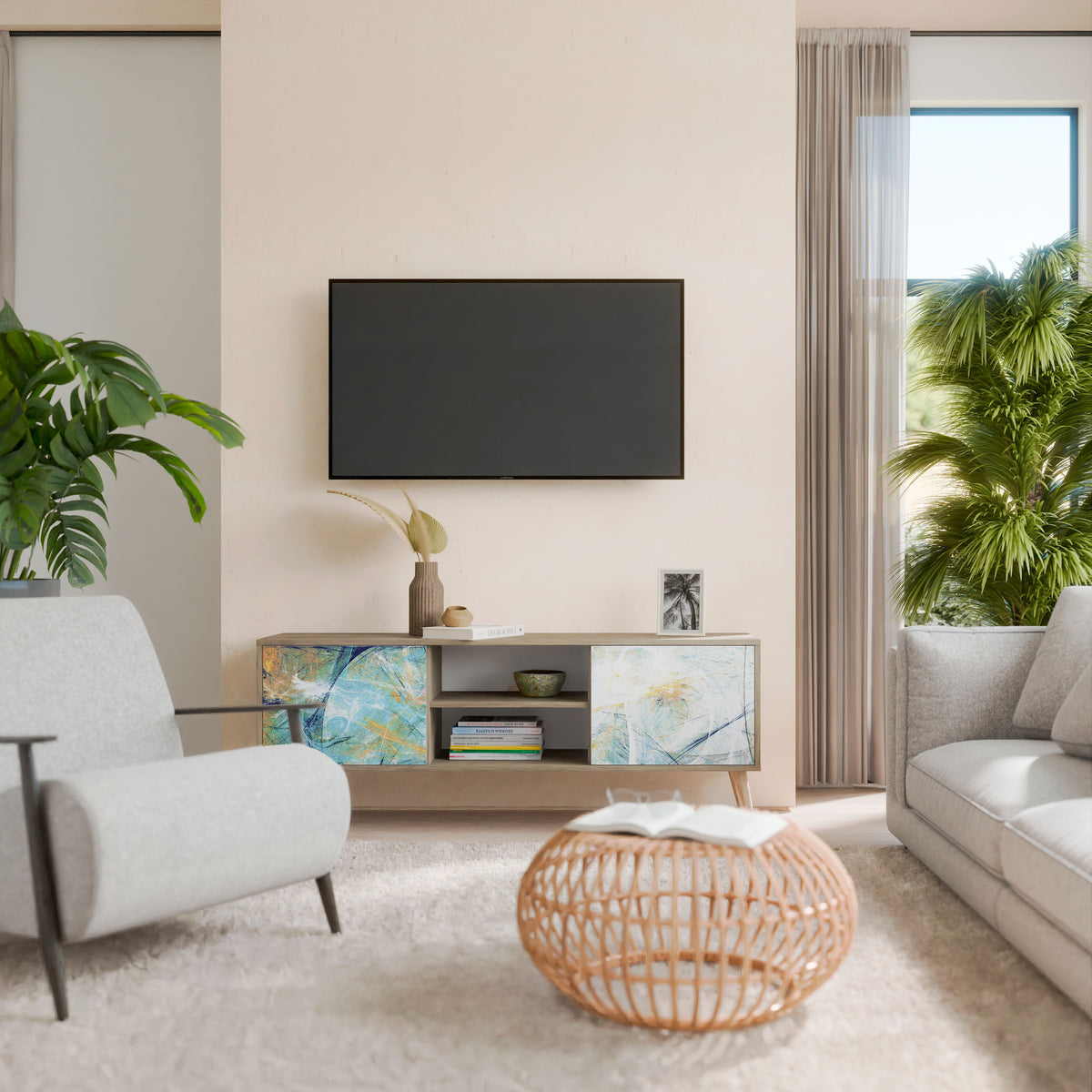 ABSTRACT THOUGHTS Mueble de TV de 2 Puertas