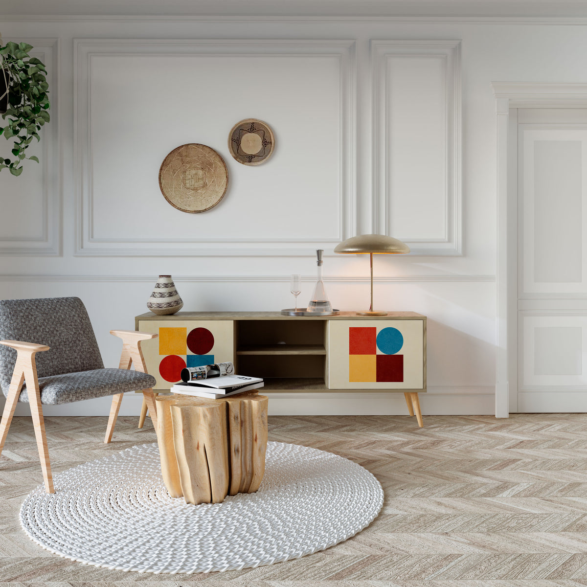 GEOMETRIC PUZZLE Mueble de TV de 2 Puertas