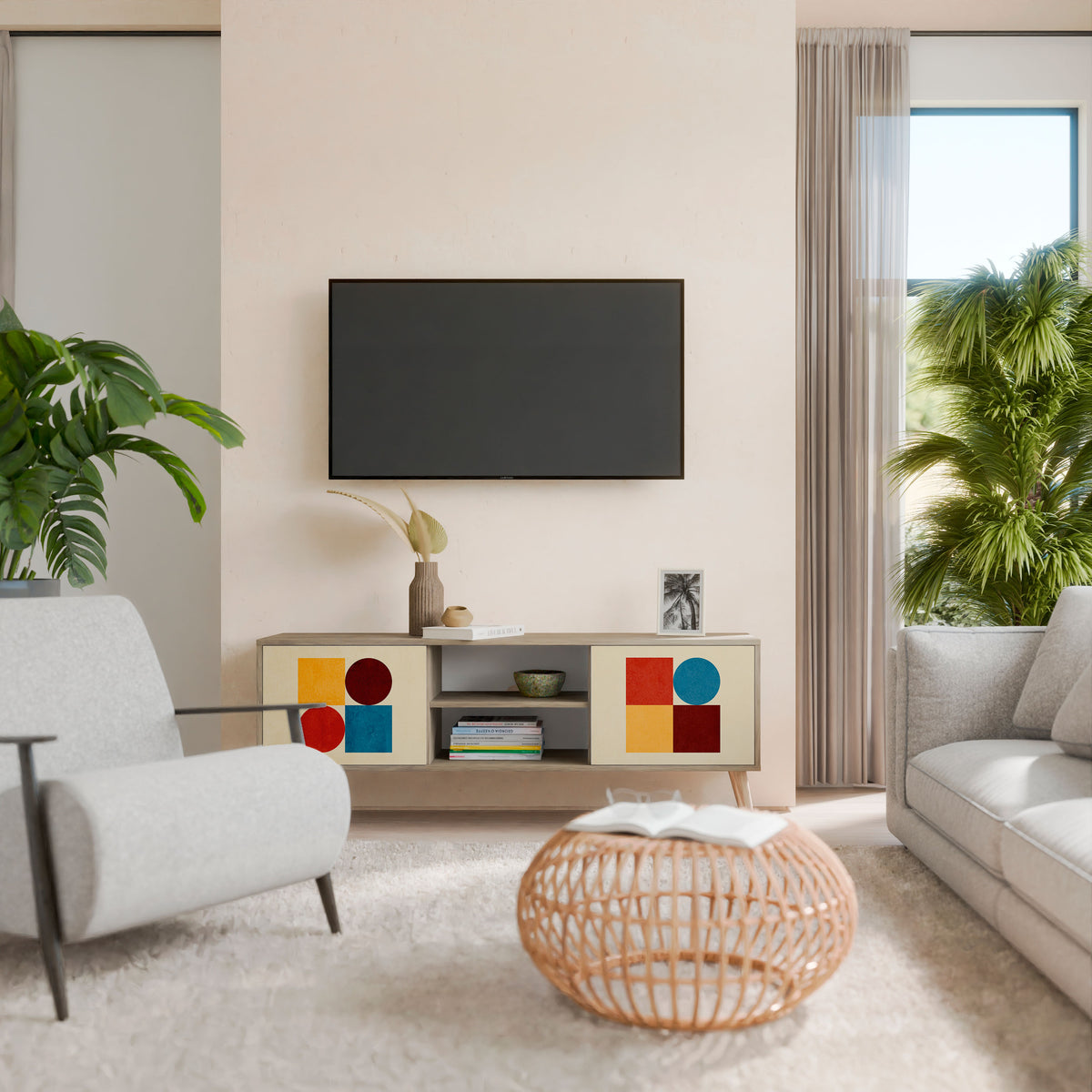 GEOMETRIC PUZZLE Mueble de TV de 2 Puertas