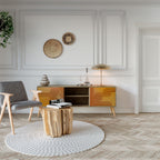 STRENGTHENING RELATION Mueble de TV de 2 Puertas en Efecto Roble