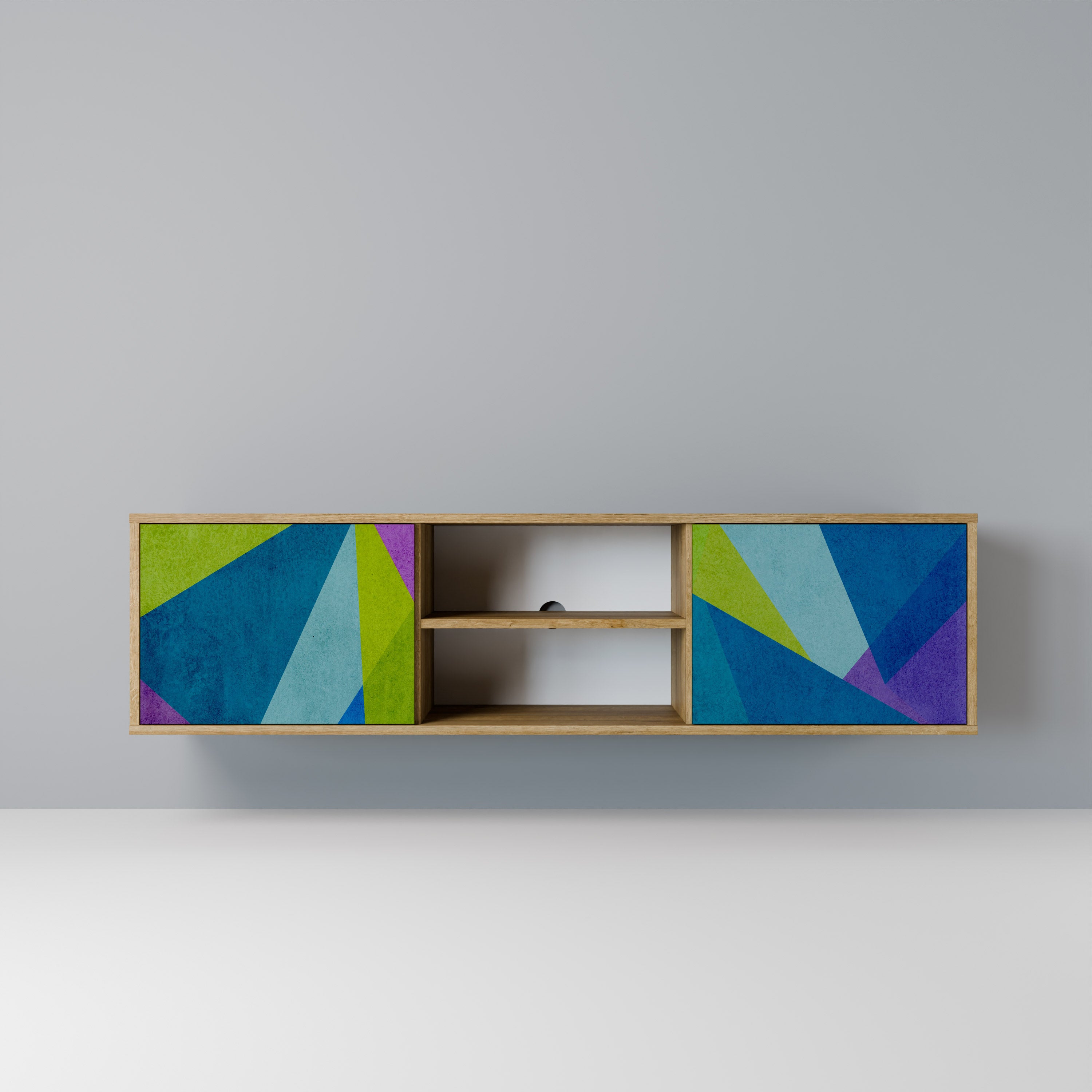 VITRINA FRÍA Mueble de TV de 2 puertas efecto roble