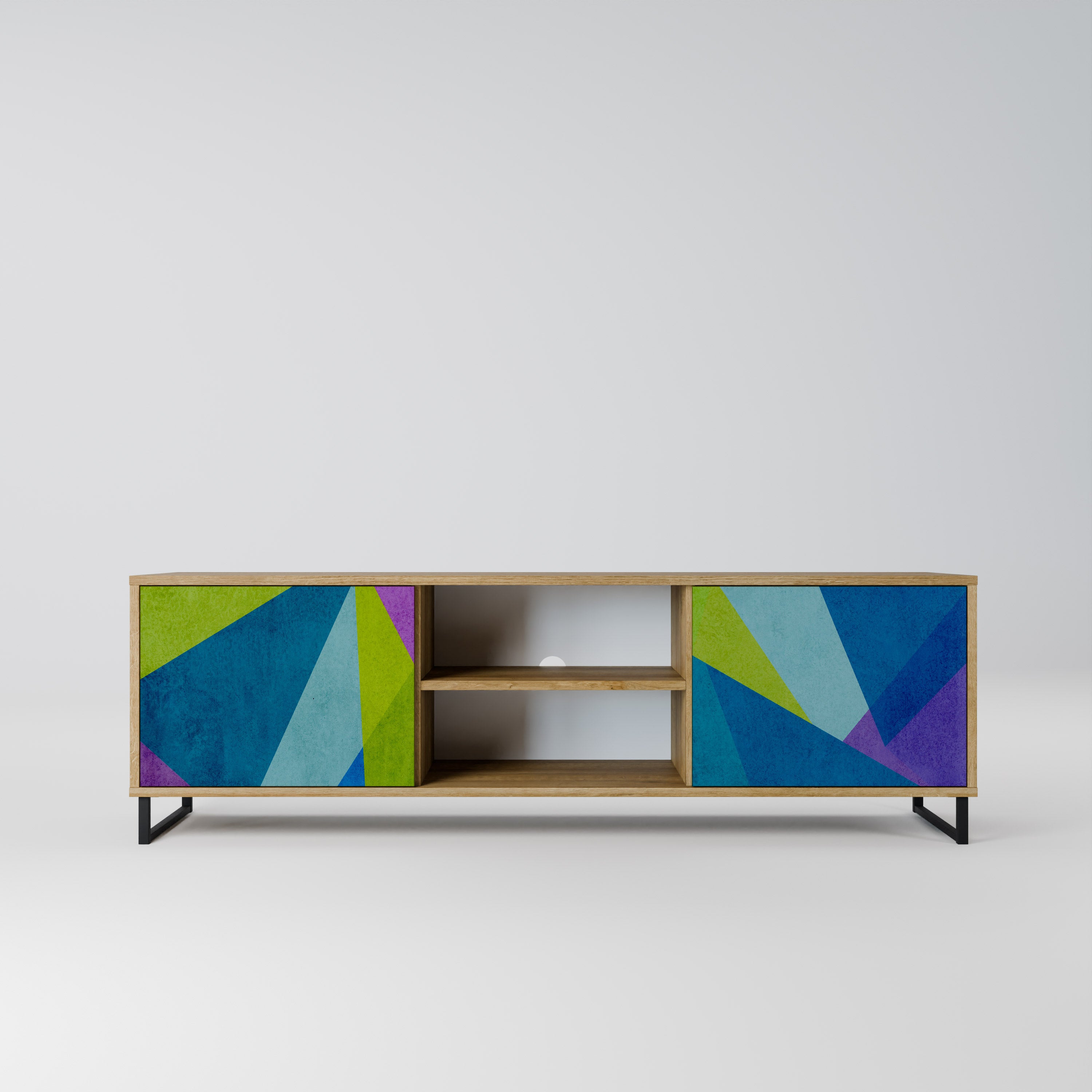 VITRINA FRÍA Mueble de TV de 2 puertas efecto roble