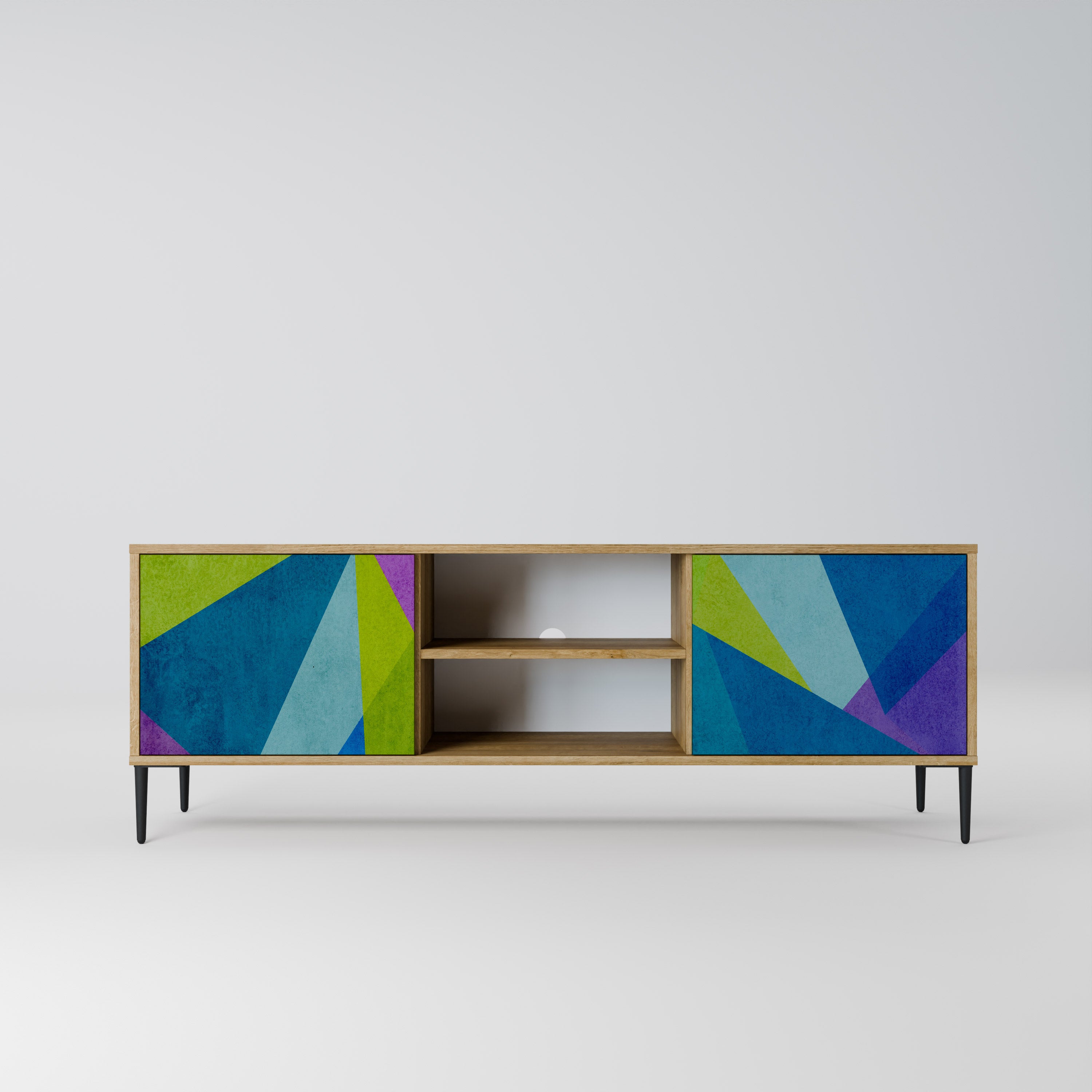 VITRINA FRÍA Mueble de TV de 2 puertas efecto roble