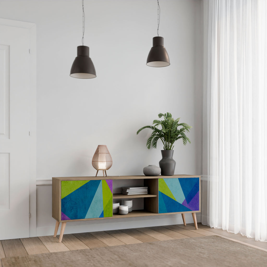 VITRINA FRÍA Mueble de TV de 2 puertas efecto roble