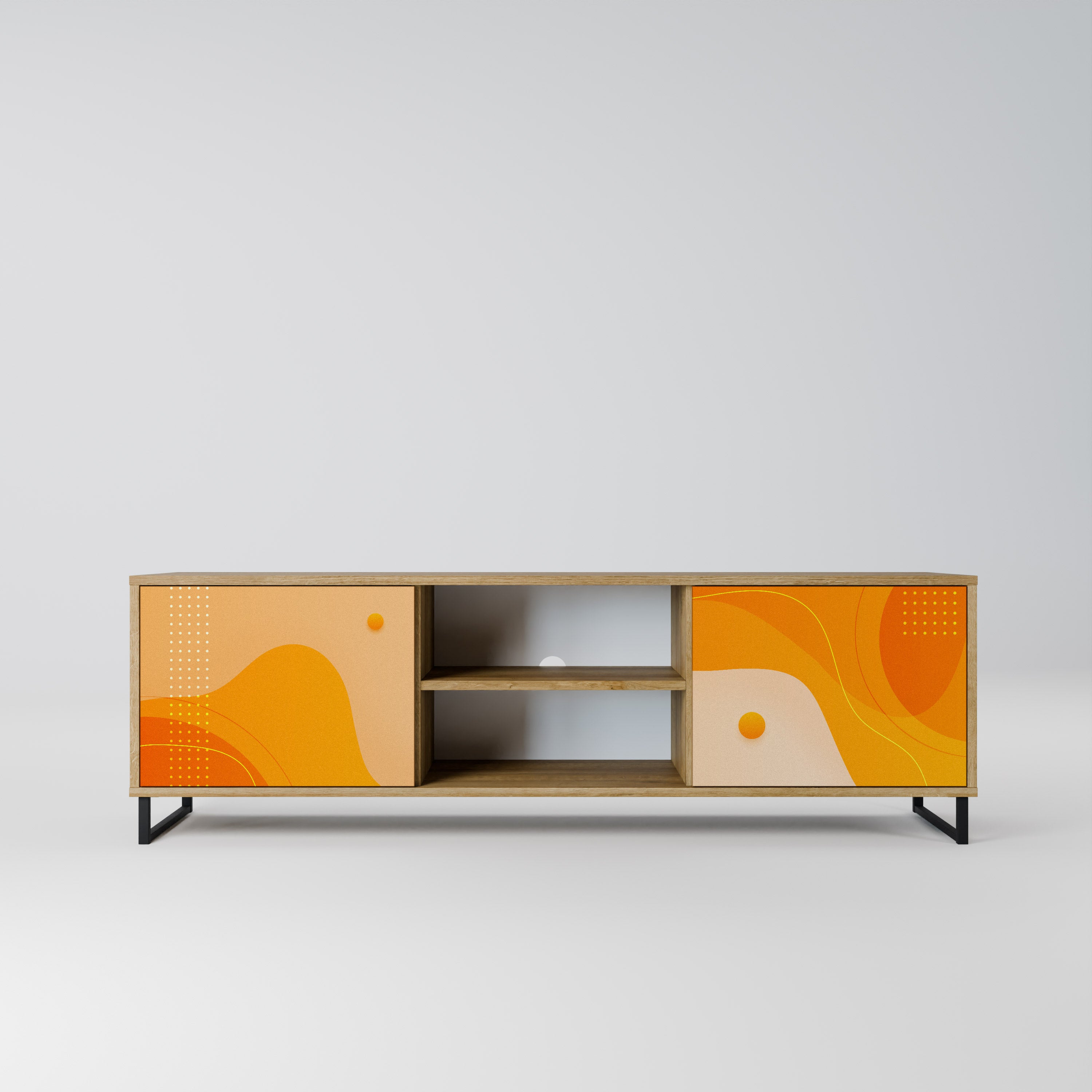 Mueble de TV de 2 puertas con efecto roble ORANGE ARRANGEMENT