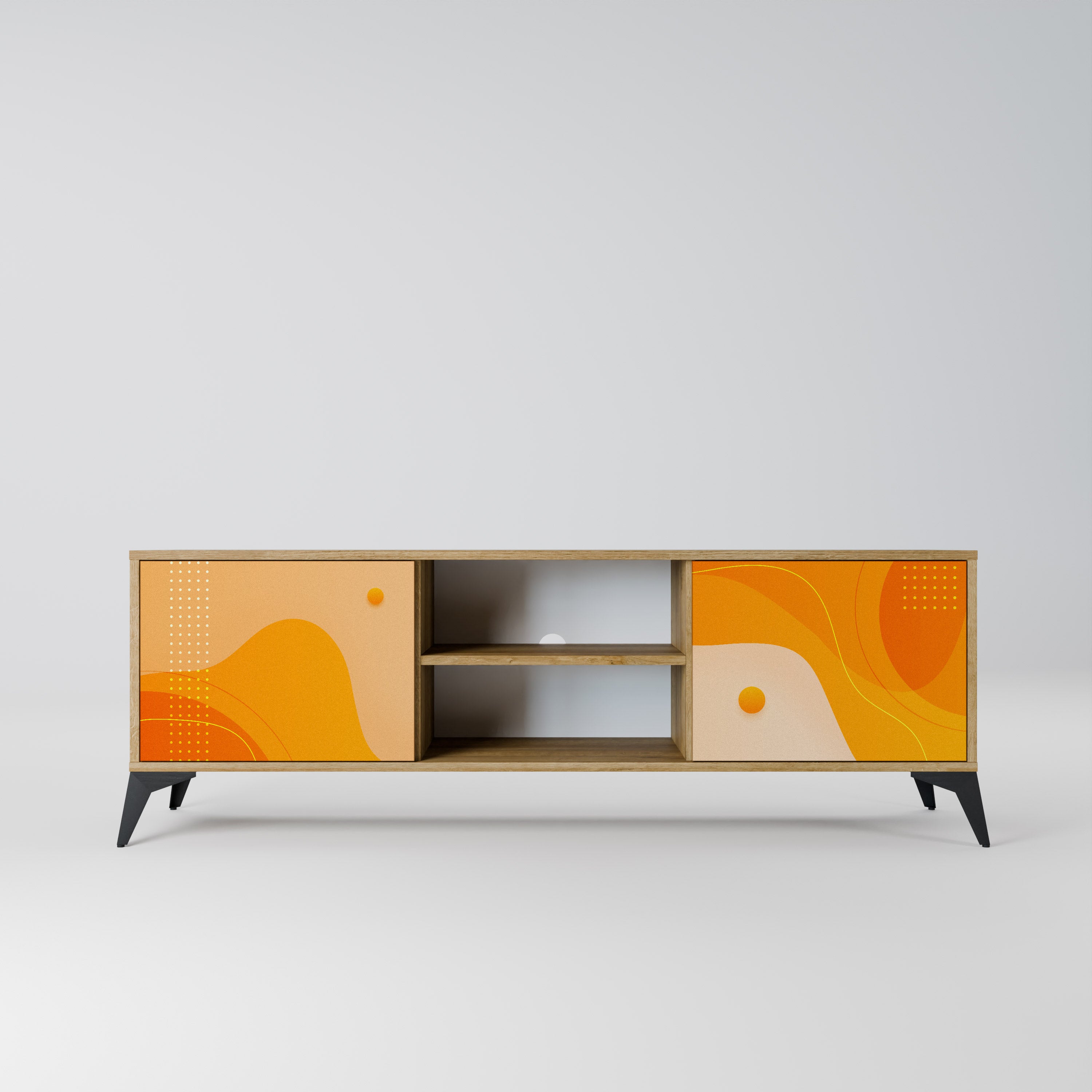 Mueble de TV de 2 puertas con efecto roble ORANGE ARRANGEMENT