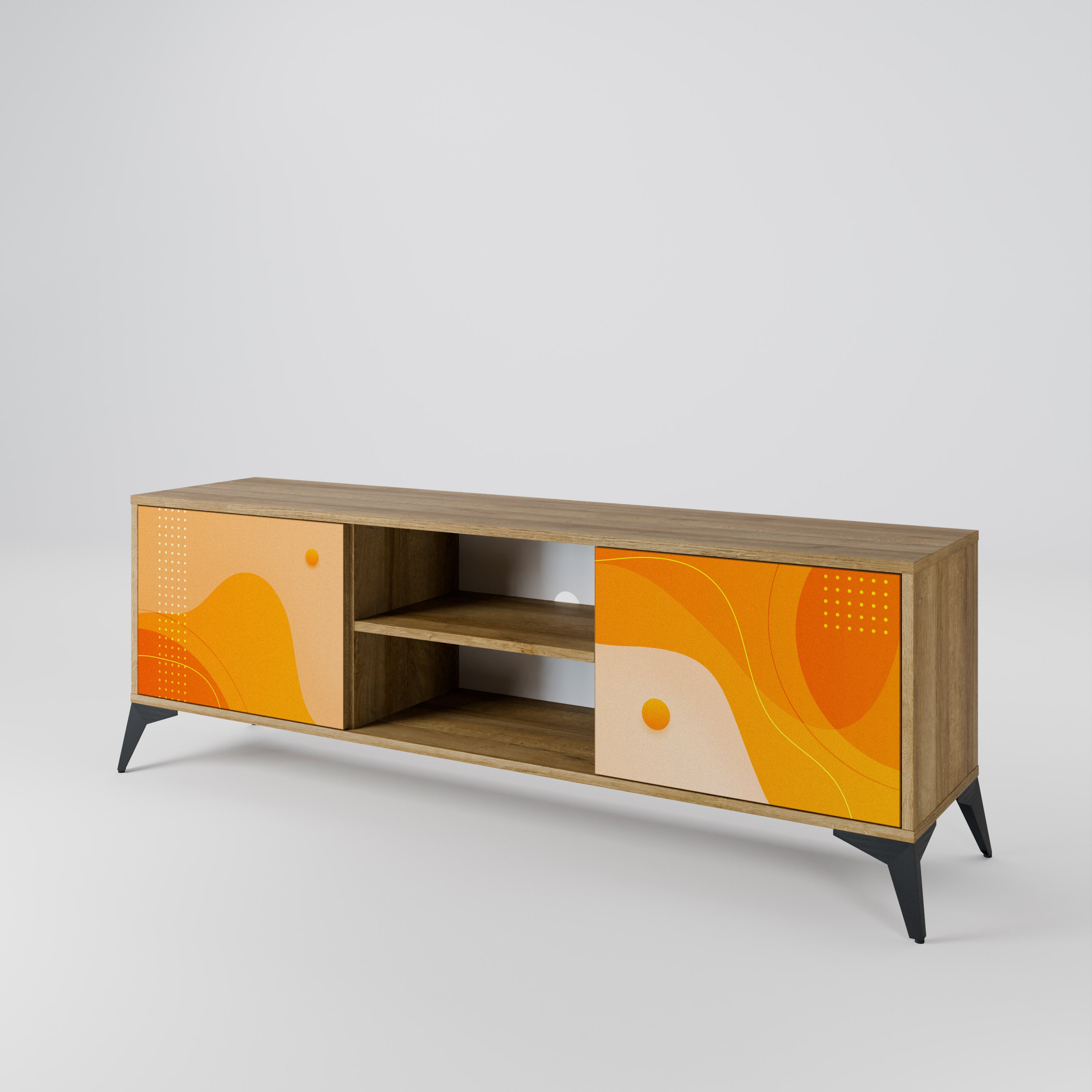 Mueble de TV de 2 puertas con efecto roble ORANGE ARRANGEMENT