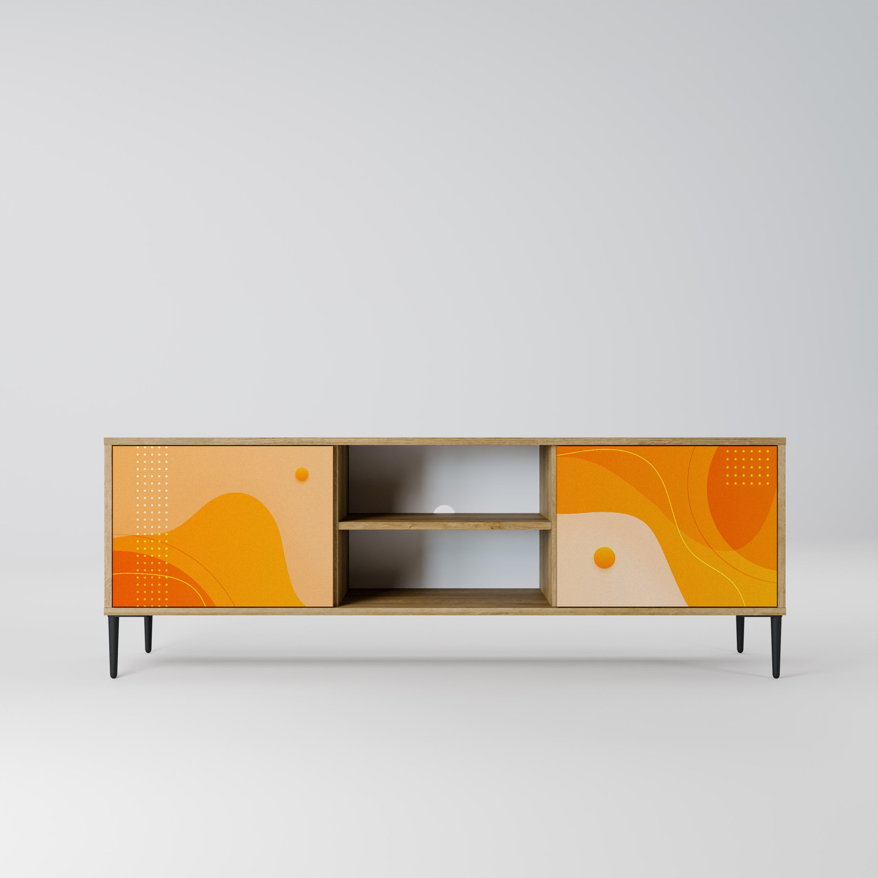 Mueble de TV de 2 puertas con efecto roble ORANGE ARRANGEMENT