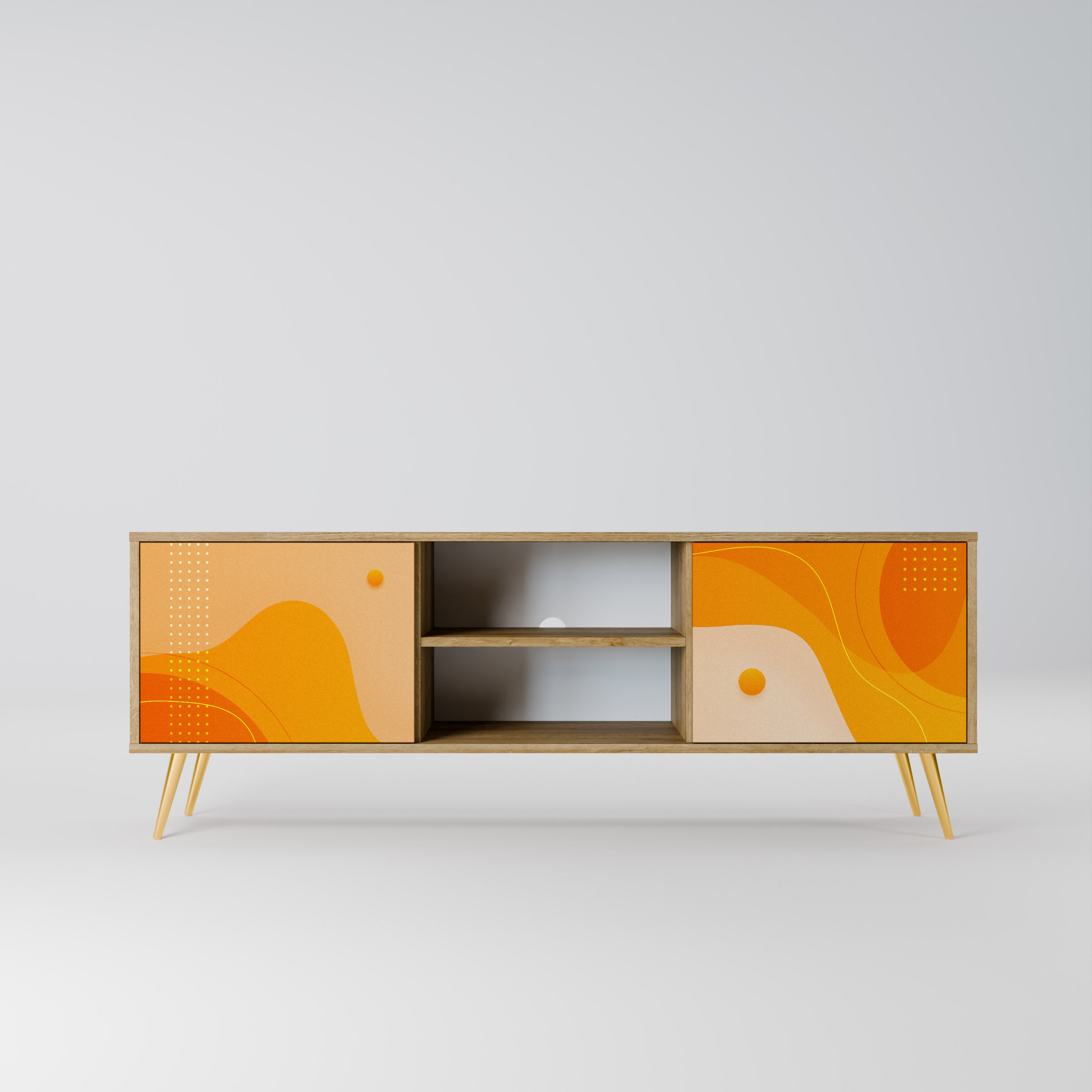 Mueble de TV de 2 puertas con efecto roble ORANGE ARRANGEMENT