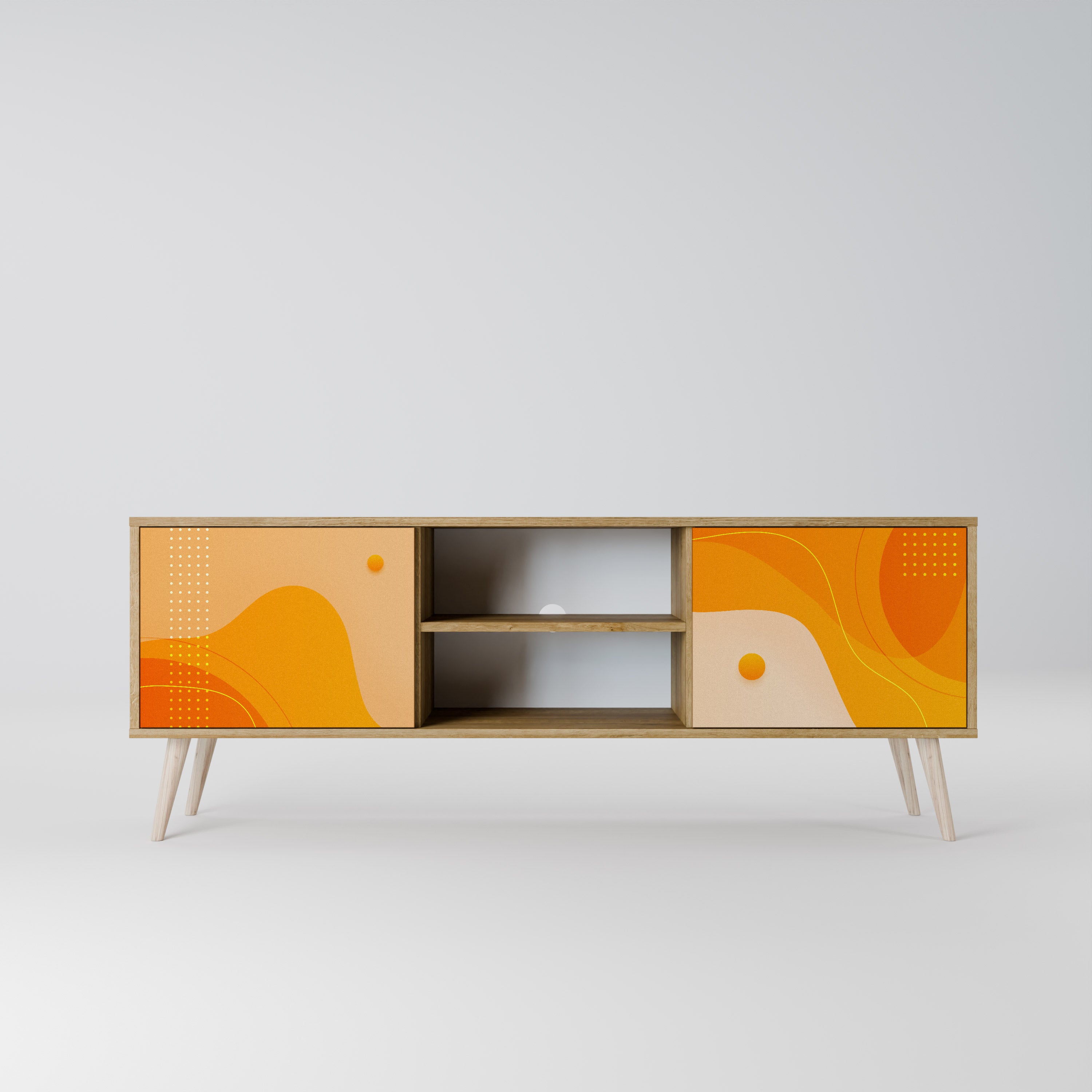 Mueble de TV de 2 puertas con efecto roble ORANGE ARRANGEMENT