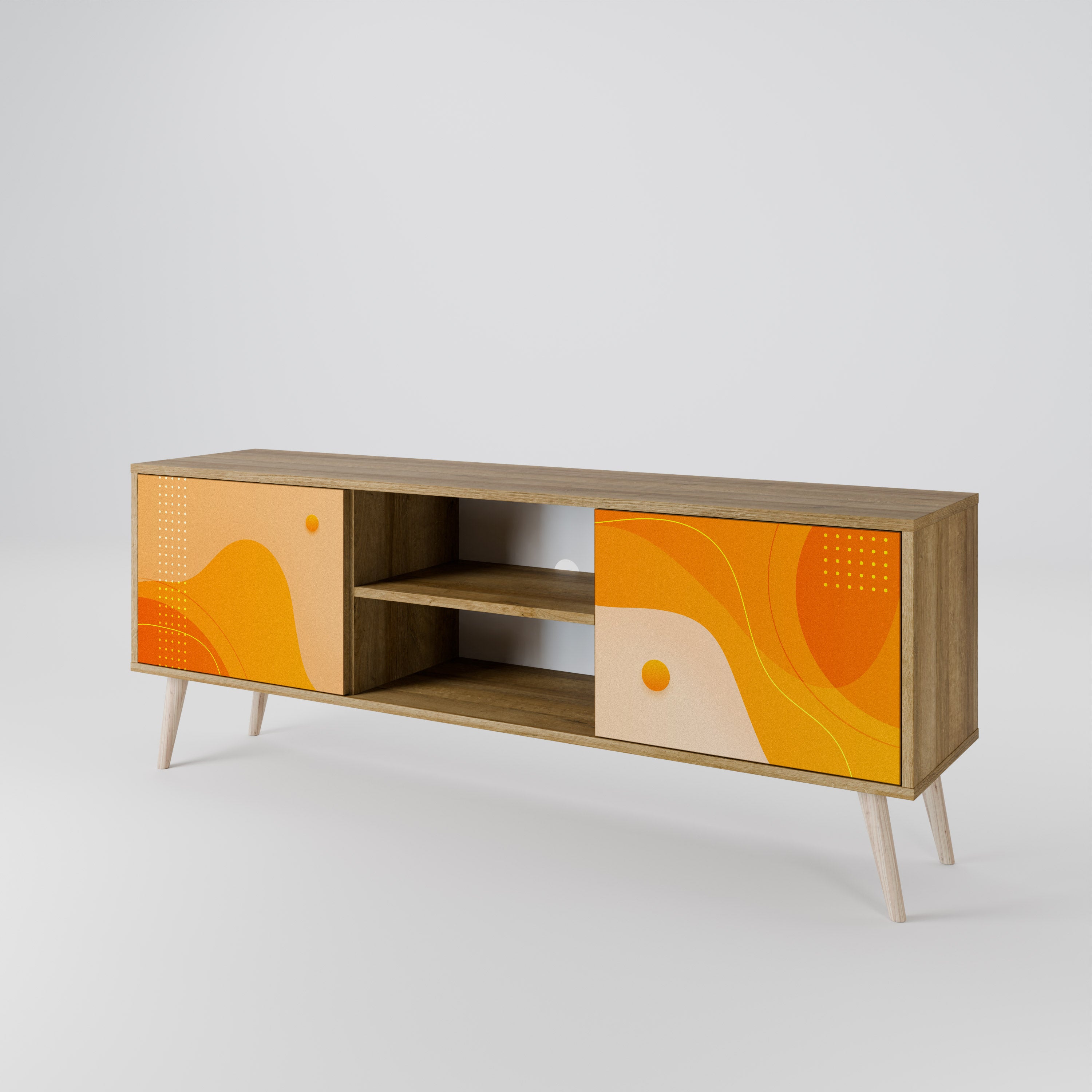 Mueble de TV de 2 puertas con efecto roble ORANGE ARRANGEMENT