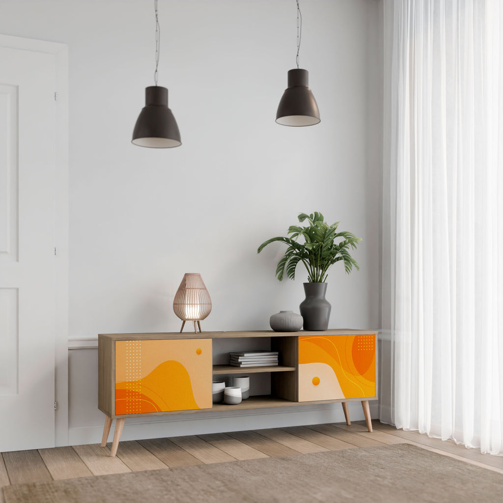 Mueble de TV de 2 puertas con efecto roble ORANGE ARRANGEMENT