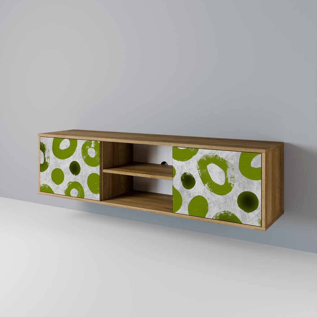 Mueble de TV de 2 puertas GREEN RHAPSODY con efecto roble