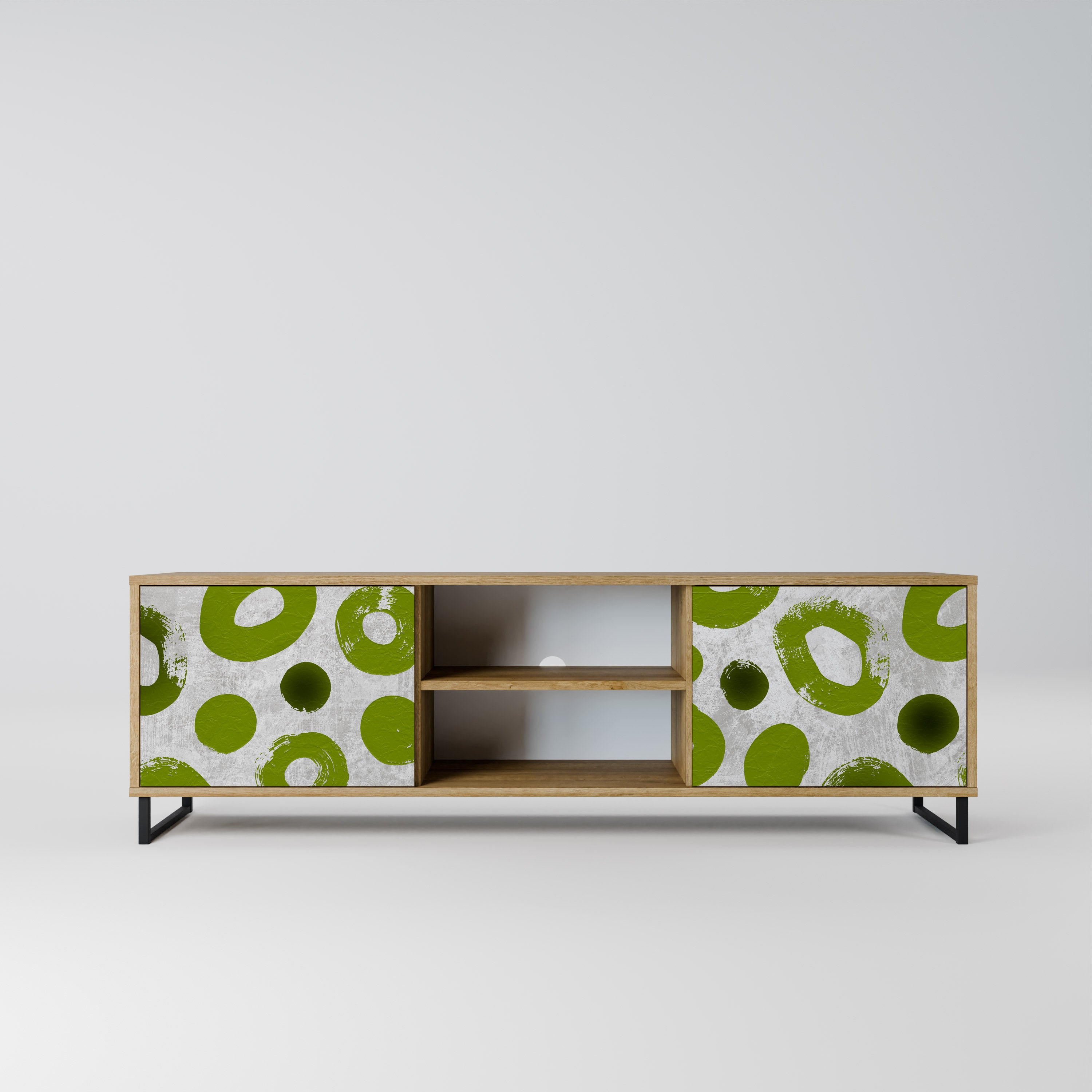 Mueble de TV de 2 puertas GREEN RHAPSODY con efecto roble