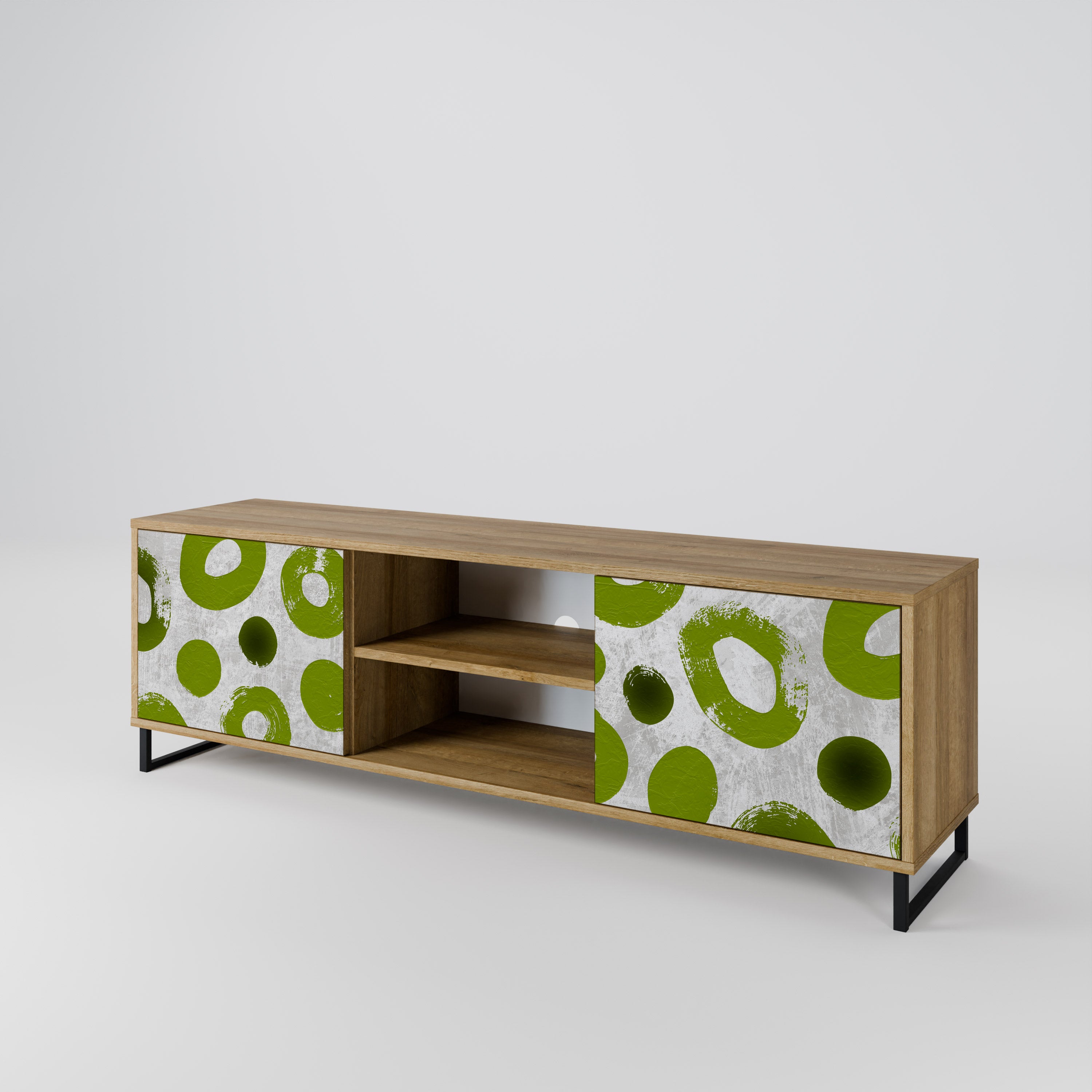 Mueble de TV de 2 puertas GREEN RHAPSODY con efecto roble