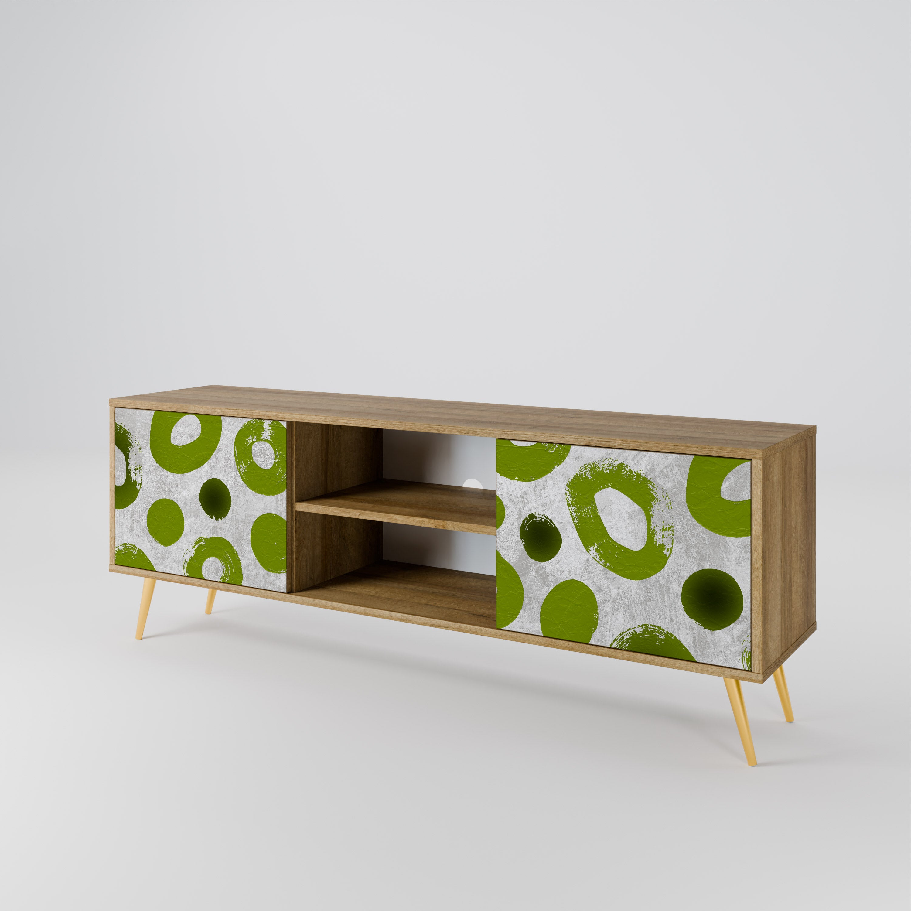 Mueble de TV de 2 puertas GREEN RHAPSODY con efecto roble