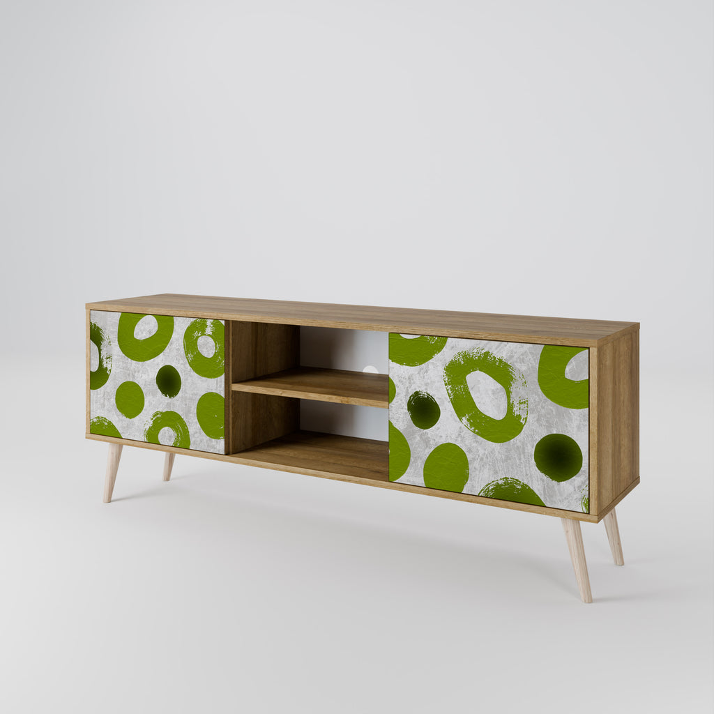 Mueble de TV de 2 puertas GREEN RHAPSODY con efecto roble
