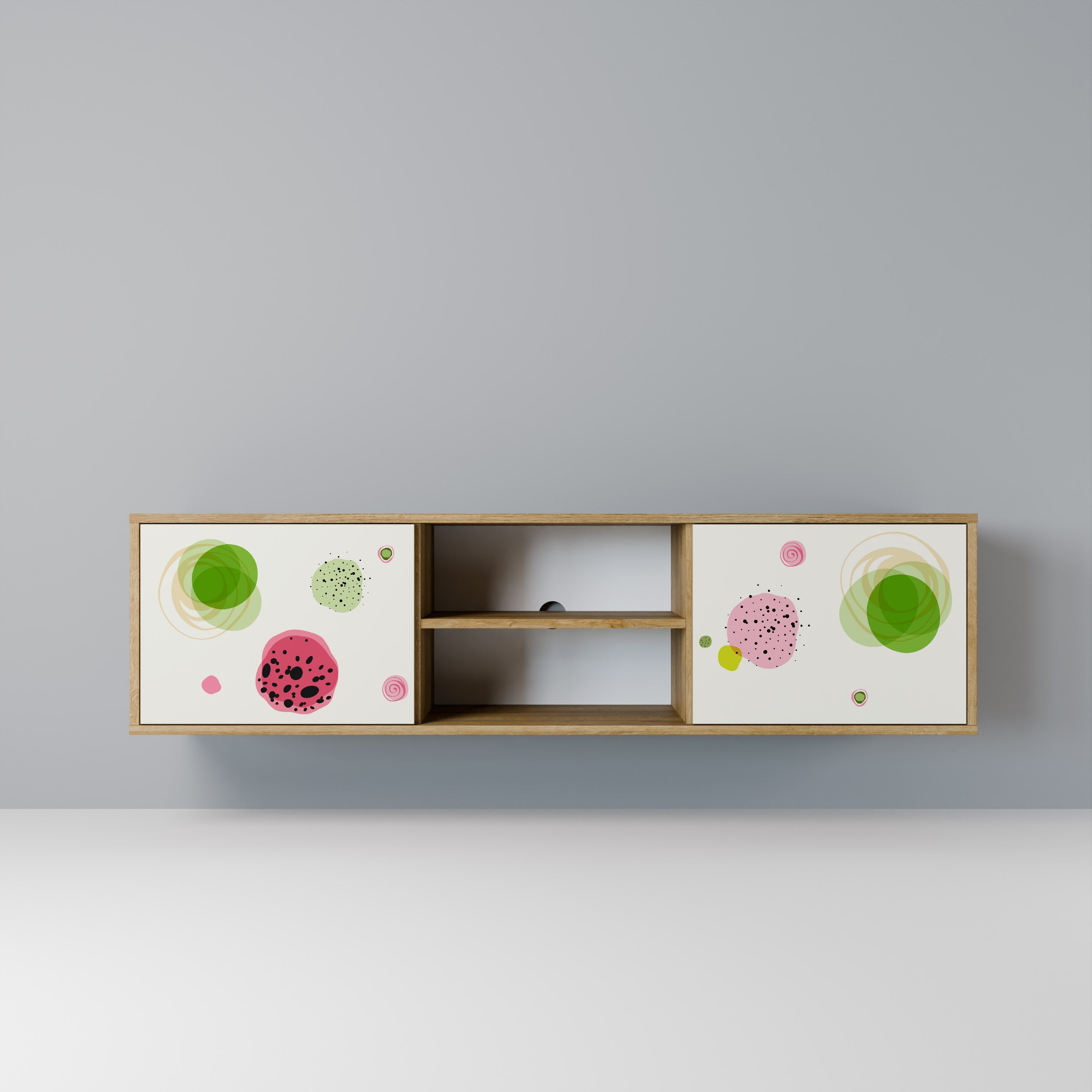 Mueble de TV de 2 puertas COLORFUL COSMOS en efecto roble