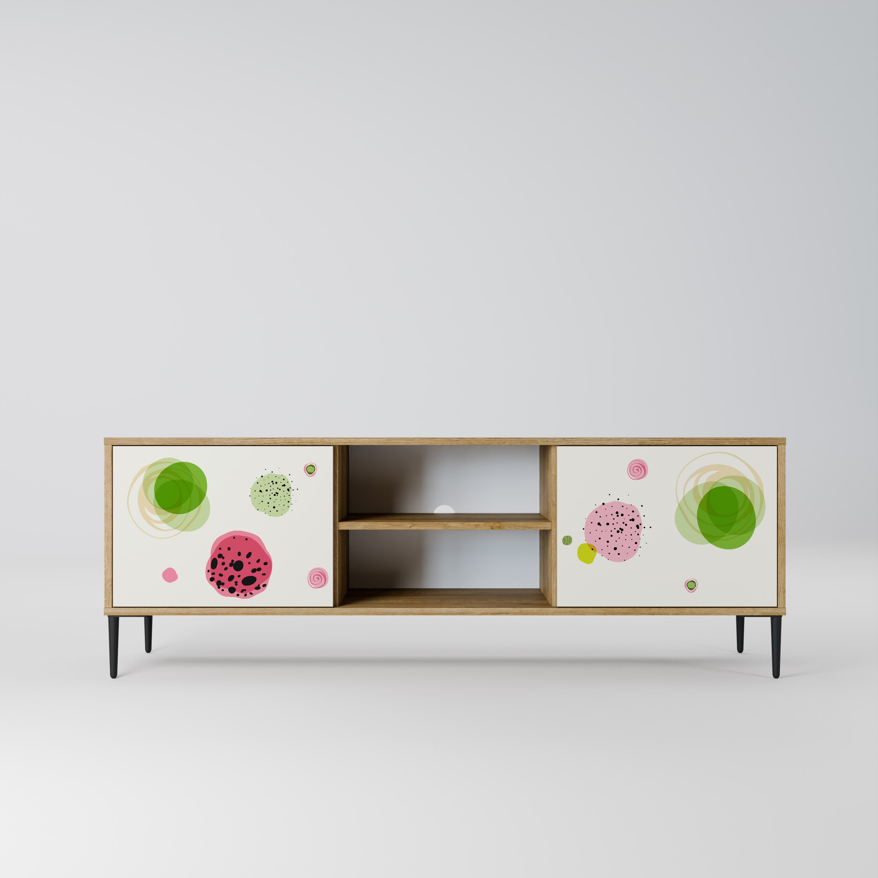 Mueble de TV de 2 puertas COLORFUL COSMOS en efecto roble