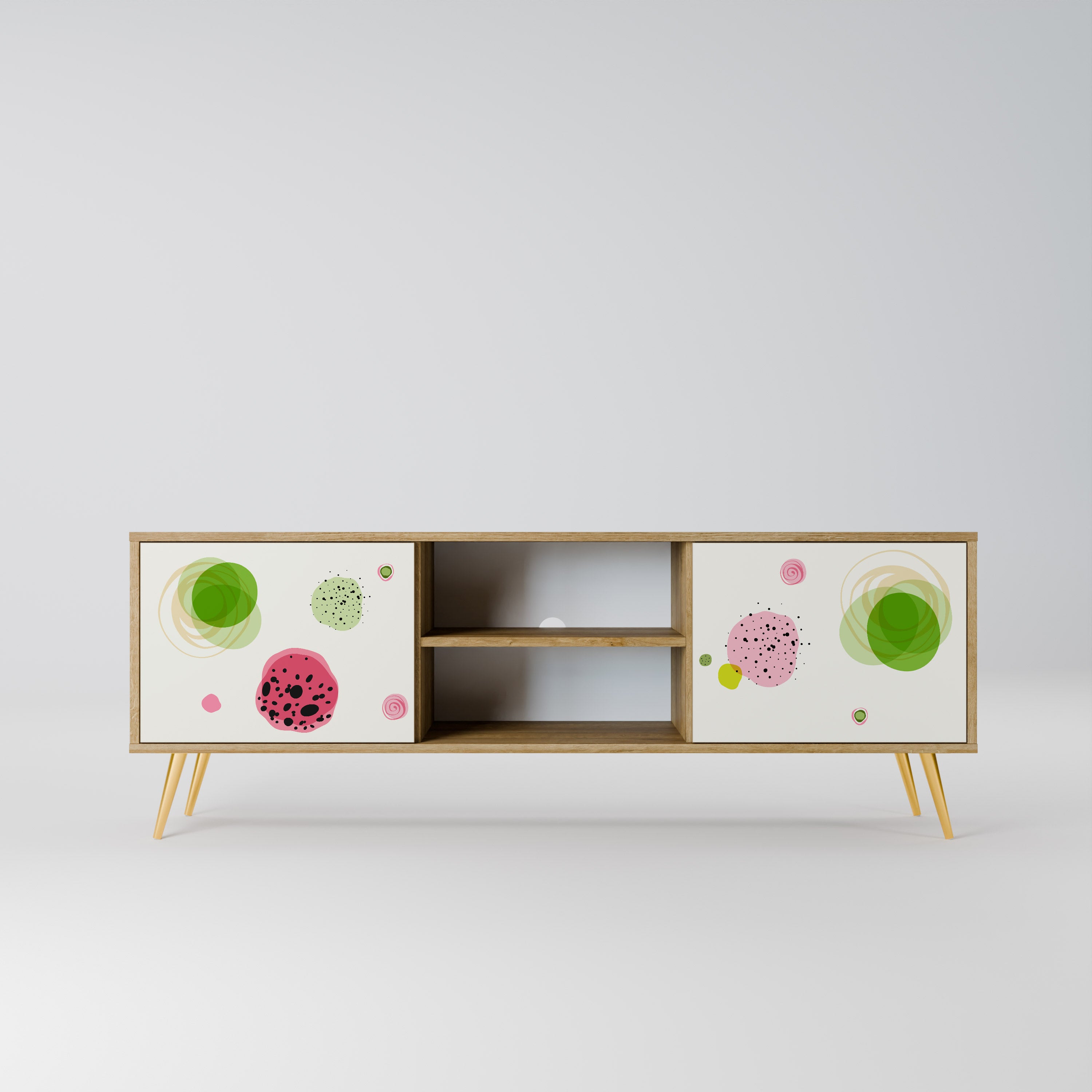 Mueble de TV de 2 puertas COLORFUL COSMOS en efecto roble