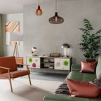 COLORFUL COSMOS Mueble de TV de 2 Puertas en Efecto Roble