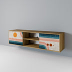 TWO HALVES Mueble de TV de 2 Puertas en Efecto Roble