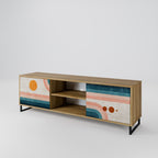 TWO HALVES Mueble de TV de 2 Puertas en Efecto Roble