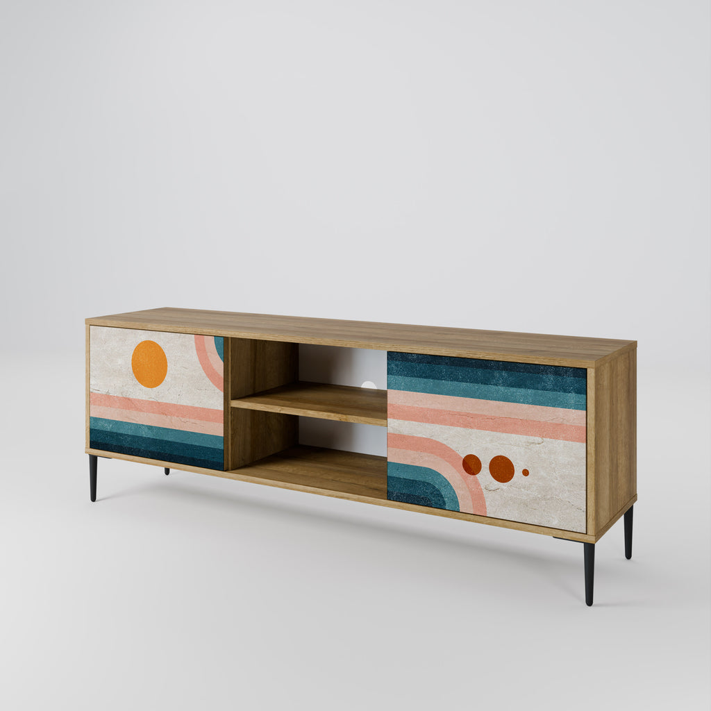 Mueble de TV de 2 puertas TWO HALVES con efecto roble