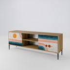 TWO HALVES Mueble de TV de 2 Puertas en Efecto Roble