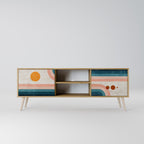 TWO HALVES Mueble de TV de 2 Puertas en Efecto Roble