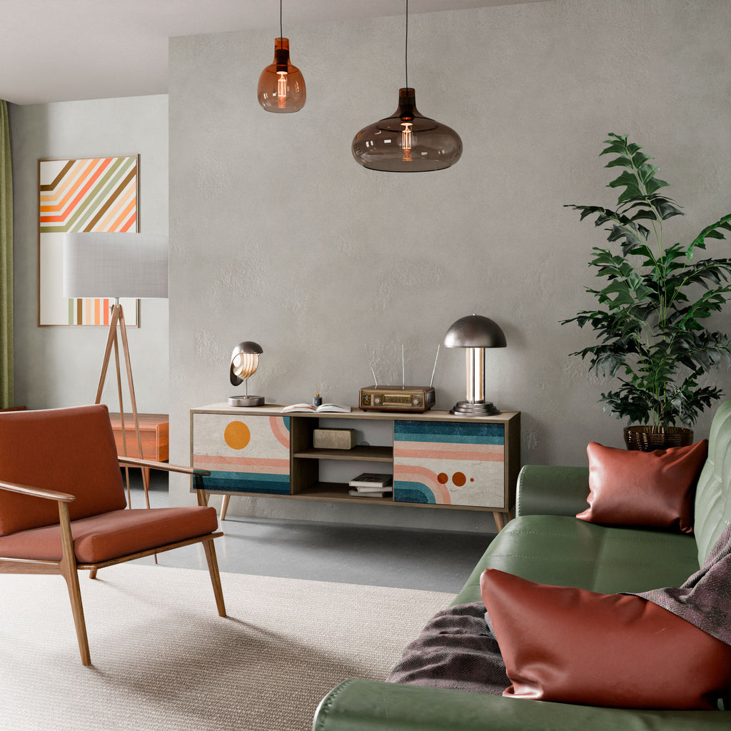 Mueble de TV de 2 puertas TWO HALVES con efecto roble