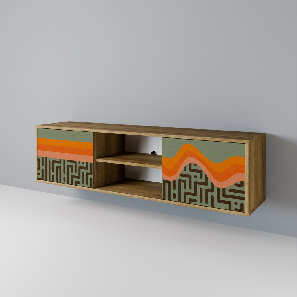 SOLUCIONES SIMPLES Mueble de TV de 2 puertas con efecto roble