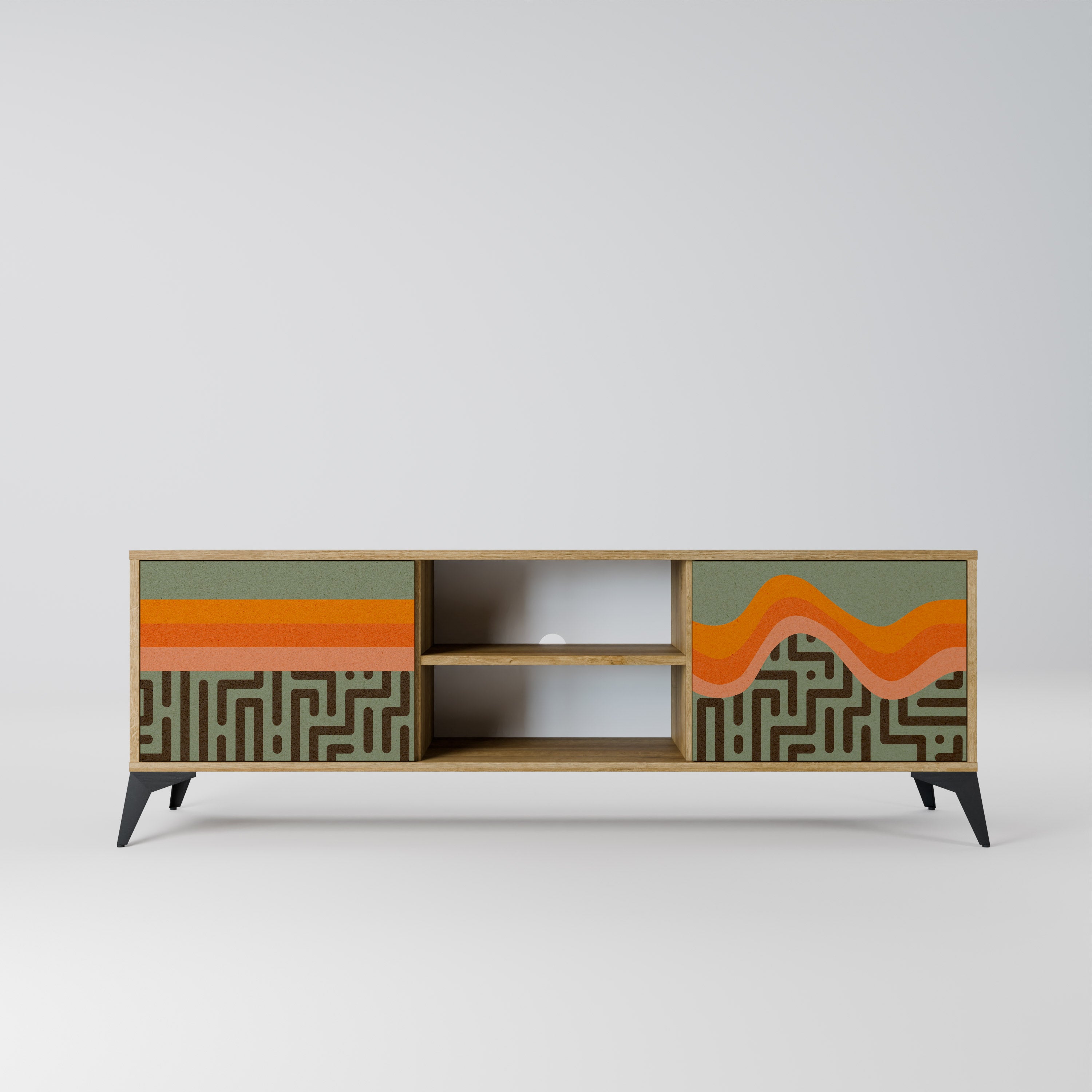 SOLUCIONES SIMPLES Mueble de TV de 2 puertas con efecto roble