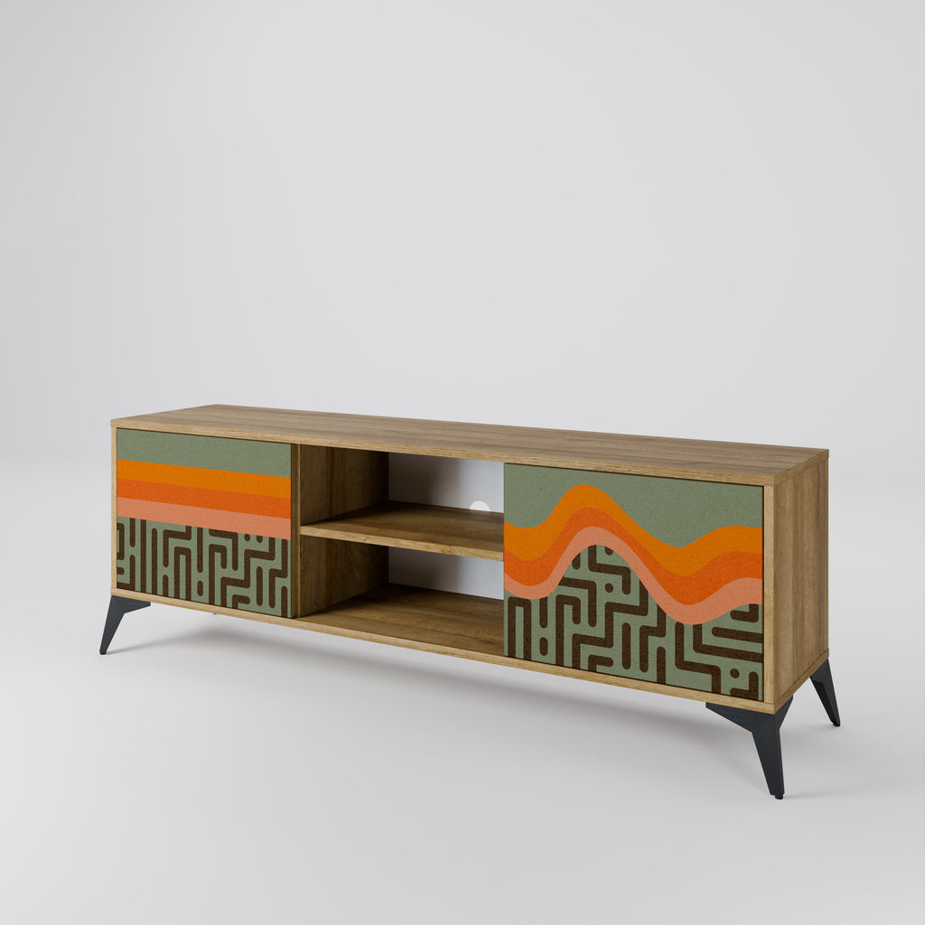 SOLUCIONES SIMPLES Mueble de TV de 2 puertas con efecto roble