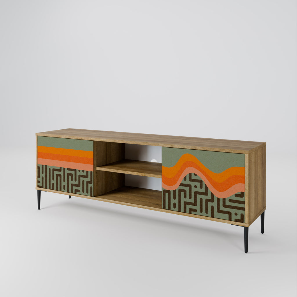 SOLUCIONES SIMPLES Mueble de TV de 2 puertas con efecto roble