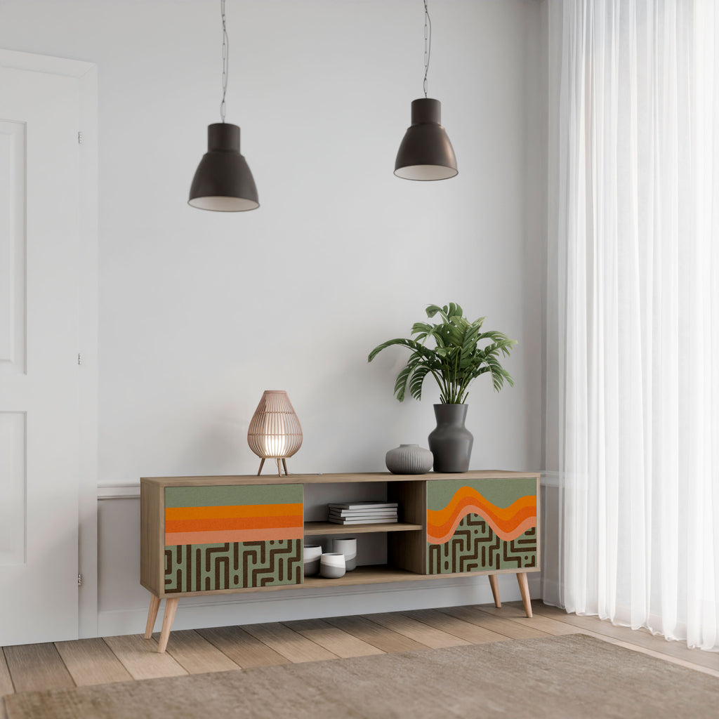 SOLUCIONES SIMPLES Mueble de TV de 2 puertas con efecto roble