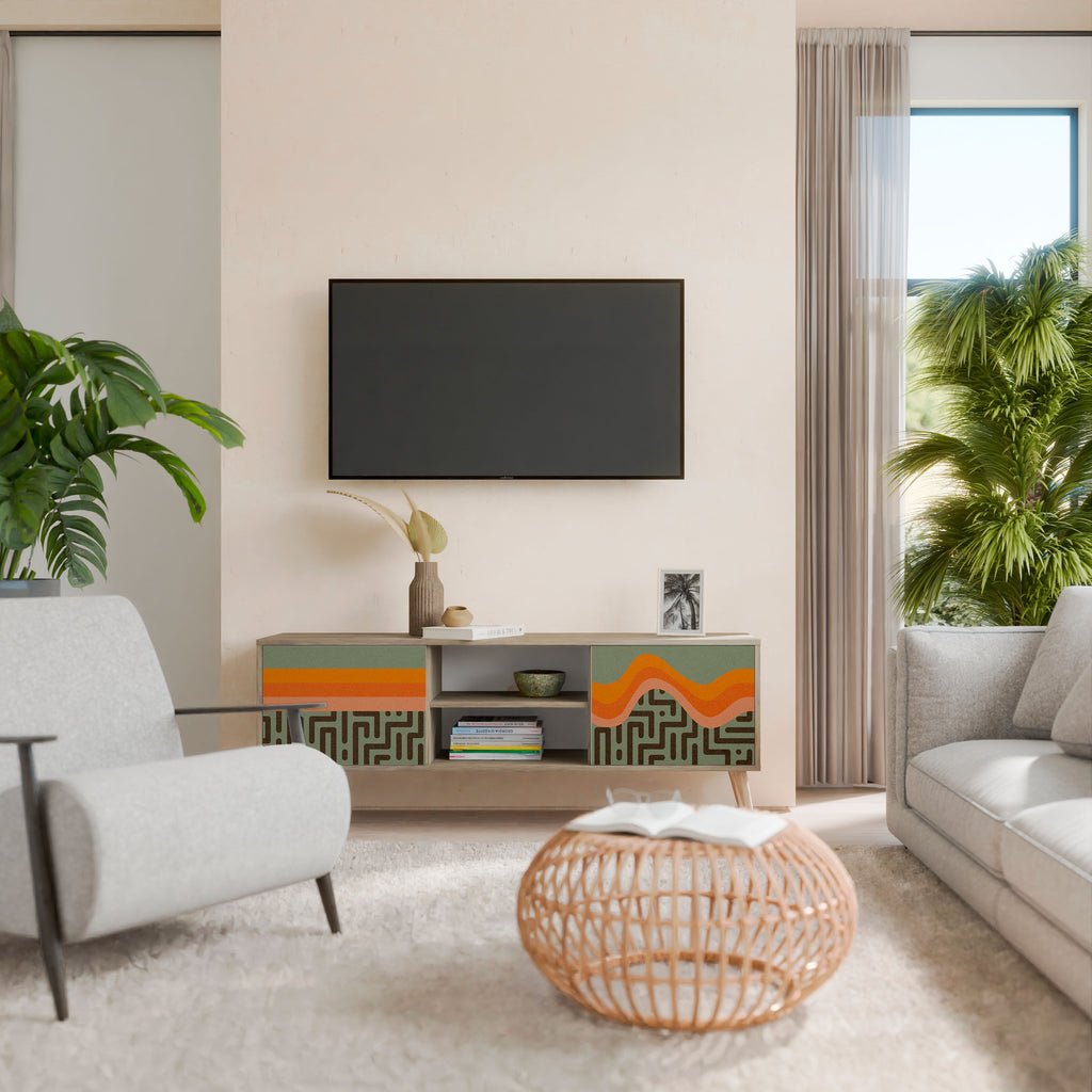 SOLUCIONES SIMPLES Mueble de TV de 2 puertas con efecto roble