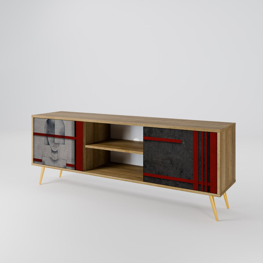 Mueble de TV de 2 puertas GRAY FIGURES con efecto roble